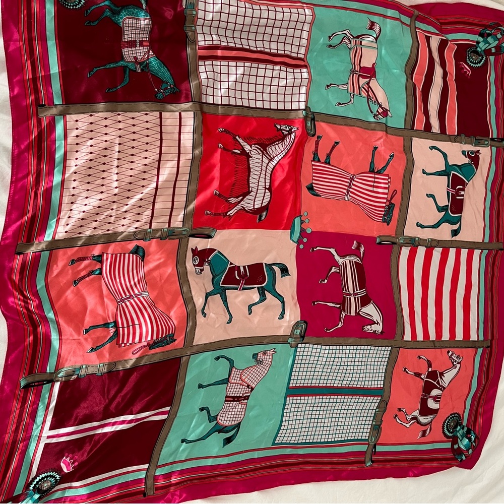 Colorful Equestrian Print Scarf - Picture 2 of 7